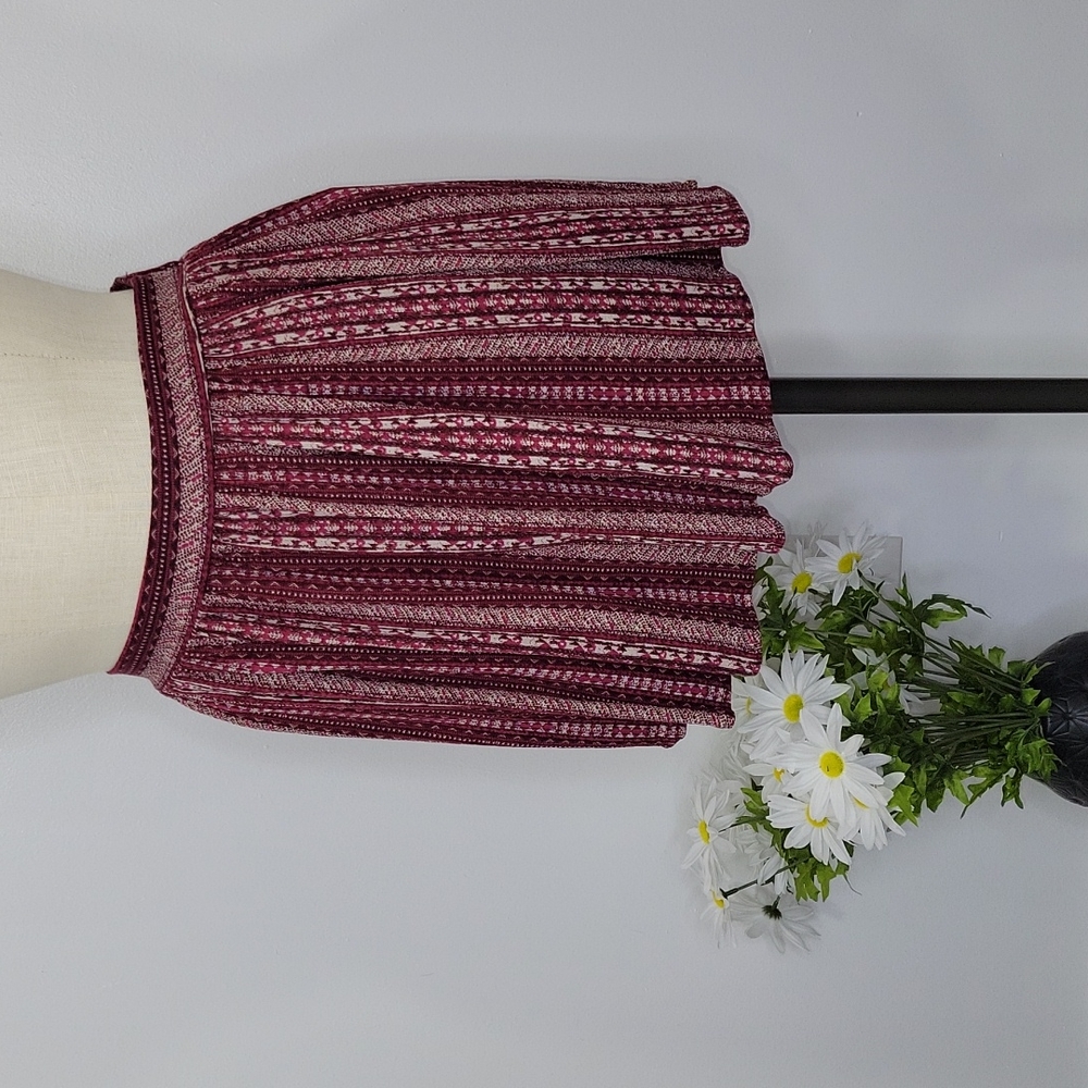 Forever 21 Printed Maroon Striped Skirt SZ L